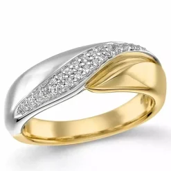 Abstrakt diamant ring i 14 karat guld.- og hvidguld 0,172 ct