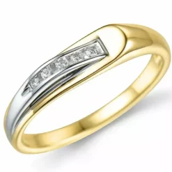 Abstrakt diamant ring i 9 karat guld.- og hvidguld 0,07 ct