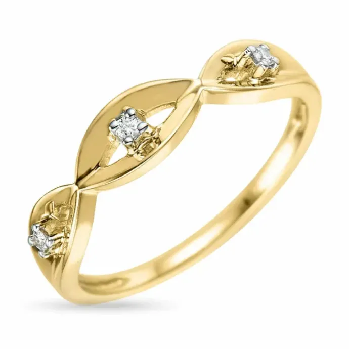Abstrakt diamant ring i 9 karat guld.- og hvidguld 0,02 ct