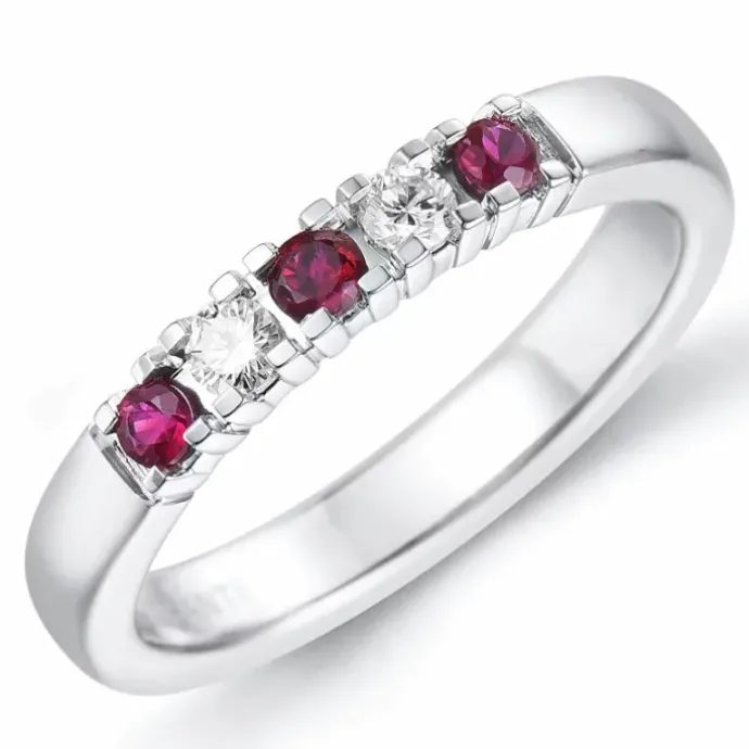 Alliancering i 14 karat hvidguld 2 x 0,05 ct 0,22 ct