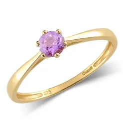 Ametyst solitairering i 9 karat guld