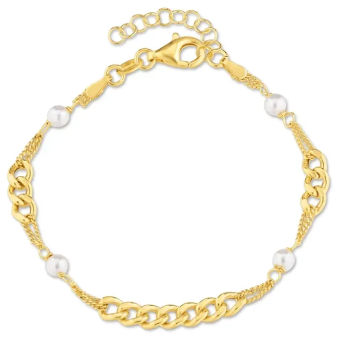 Armbånd i forgyldt sølv 17 plus 3 cm x 4,7 mm