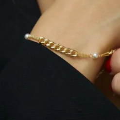 Armbånd i forgyldt sølv 17 plus 3 cm x 4,7 mm