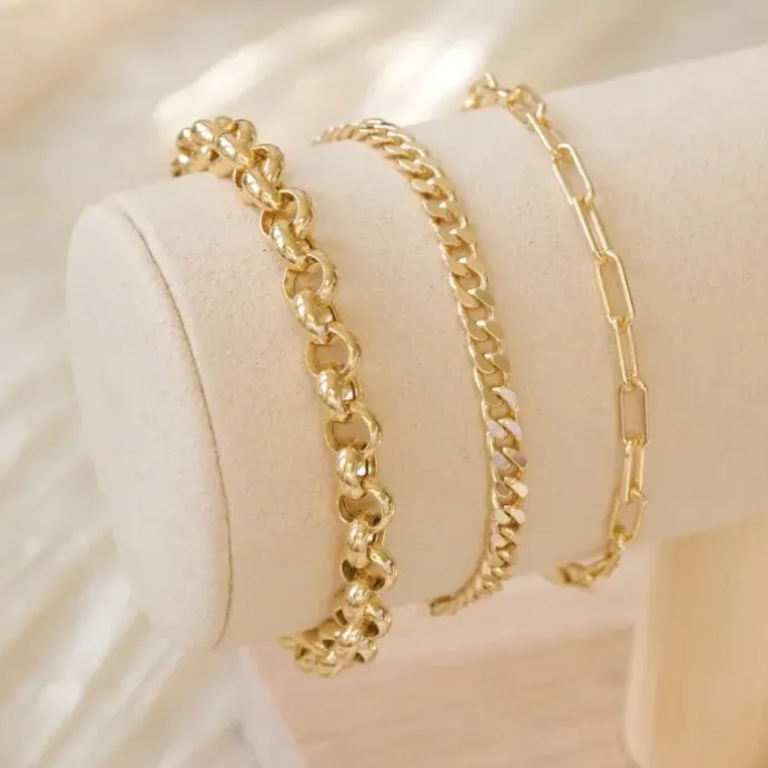 Armbånd i forgyldt sølv 17 plus 3 cm x 3,6 mm
