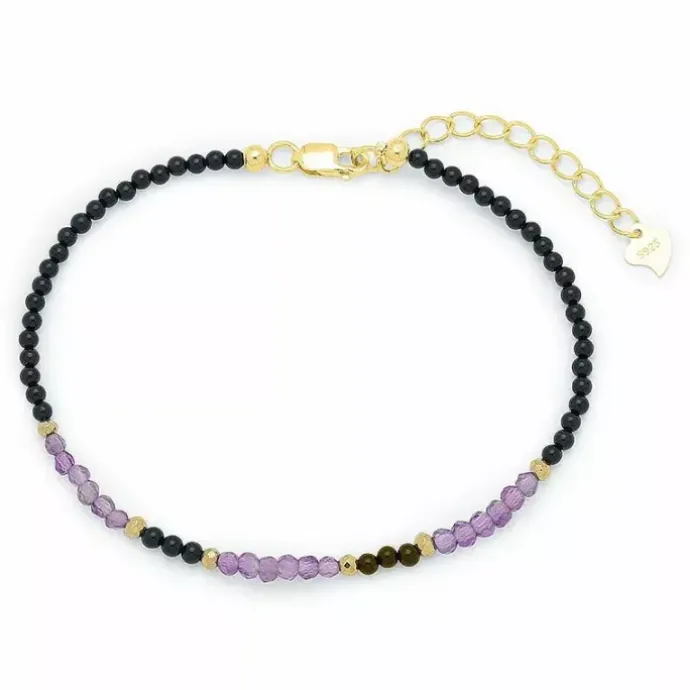 Armbånd med onyks og ametyst og hematite.