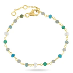 Blå sten armbånd i forgyldt sølv 16 + 3 cm x 3,5 mm