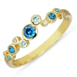 Blå zirkon ring i forgyldt sølv - Bubbly Twist