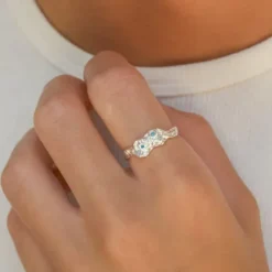 Blå zirkon ring i sølv
