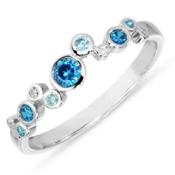 Blå zirkon ring i sølv - Bubbly Twist