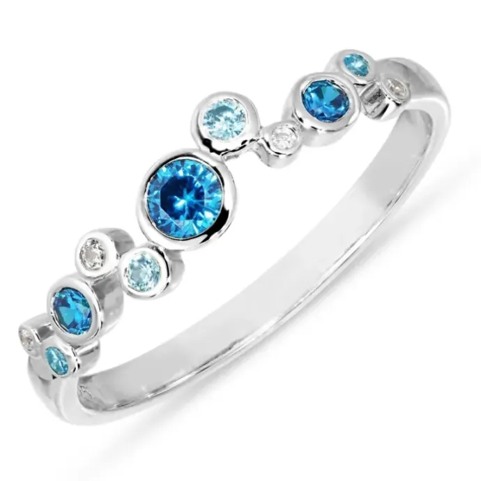 Blå zirkon ring i sølv - Bubbly Twist