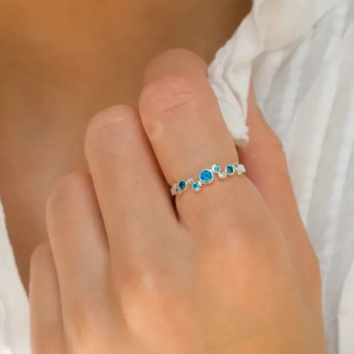 Blå zirkon ring i sølv - Bubbly Twist