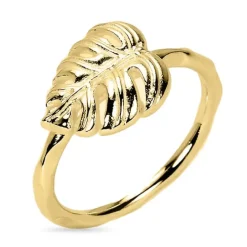Blad ring i forgyldt sølv