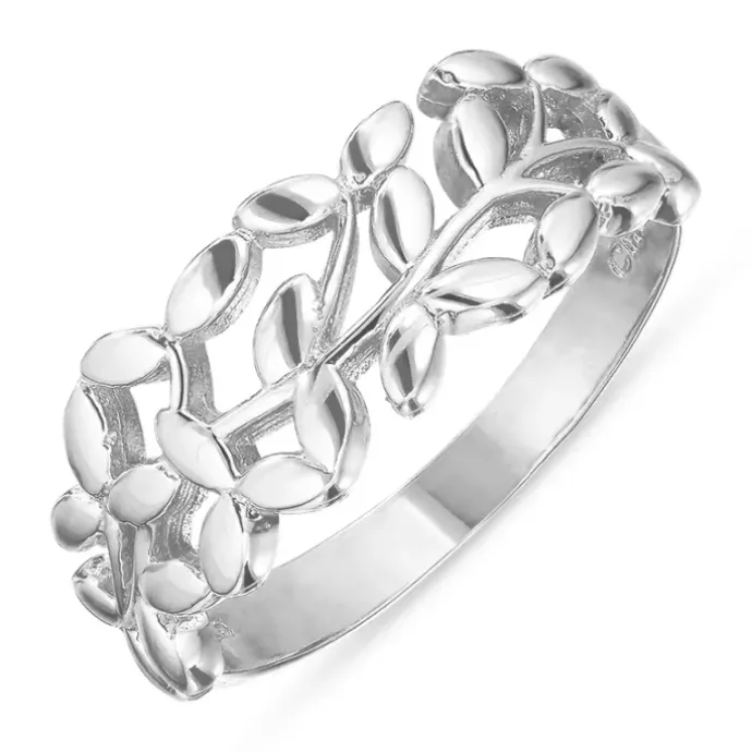 Blad ring i sølv