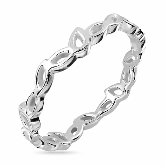 Blad ring i sølv