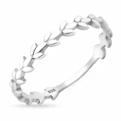 Blad ring i sølv