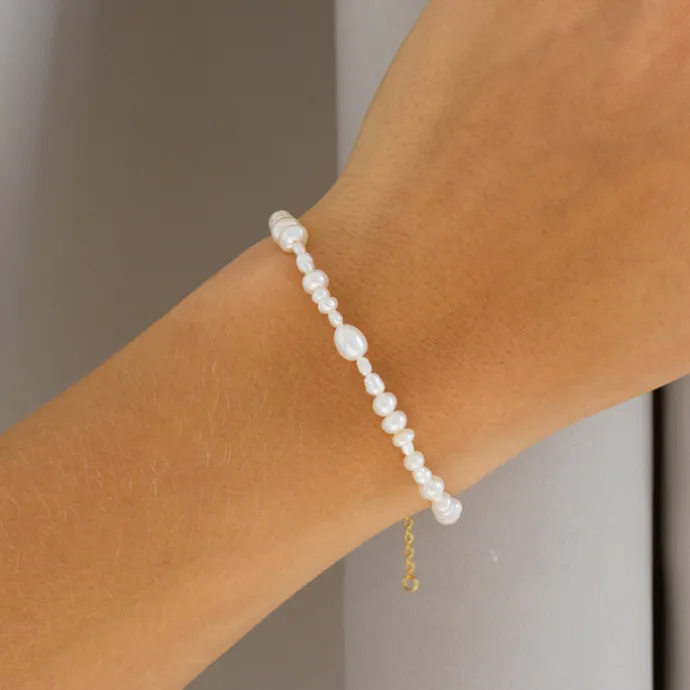 Blandet størrelse armbånd med ferskvandsperle