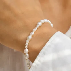 Blandet størrelse armbånd med ferskvandsperle