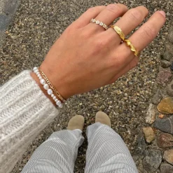Blandet størrelse armbånd med ferskvandsperle