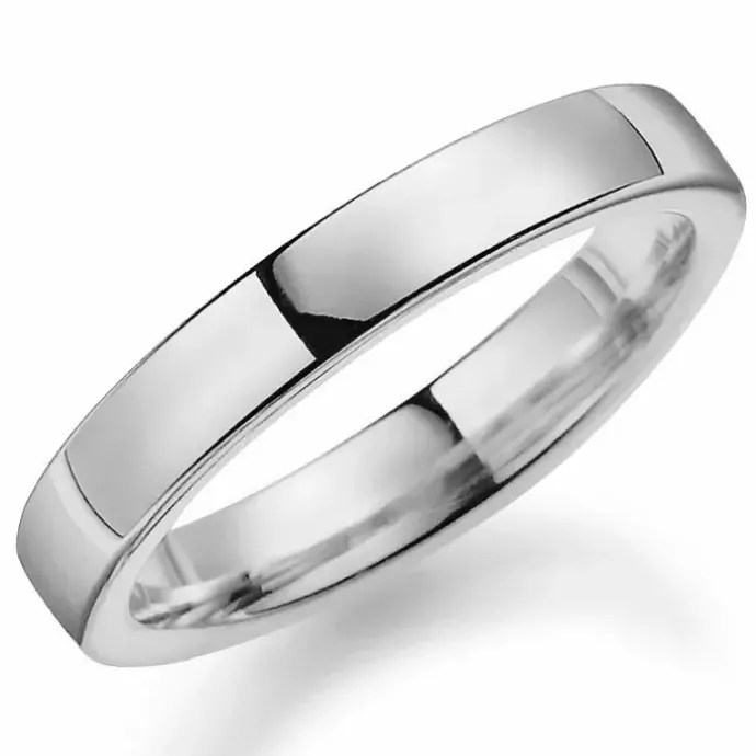 Blank 4 mm vielsesring i 9 karat hvidguld