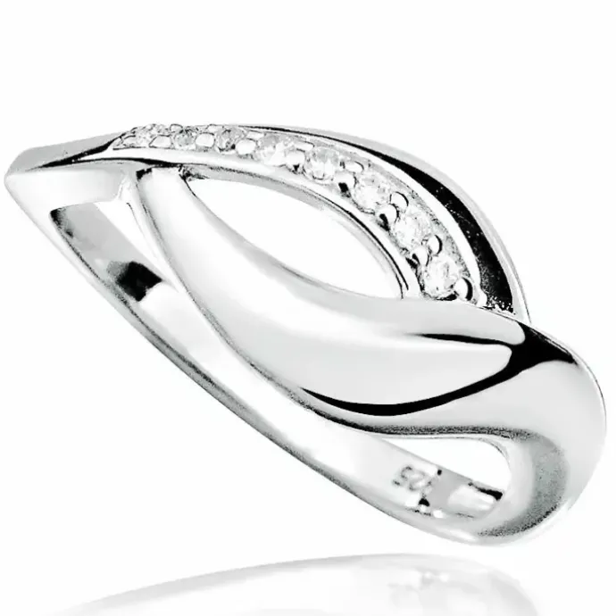 Blank hvid zirkon ring i sølv