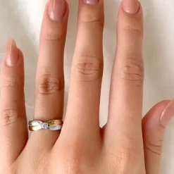 Blank ring i sølv med 8 karat guld