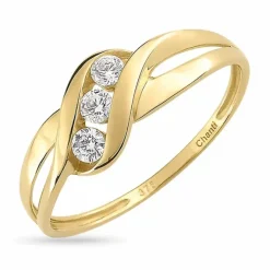 Blank zirkon guldring i 9 karat guld