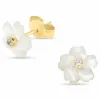 Blomster øreringe i 9 karat guld med zirkon og perlemor