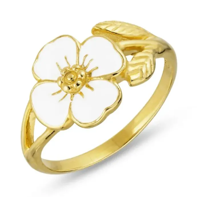 Blomster ring i forgyldt sølv