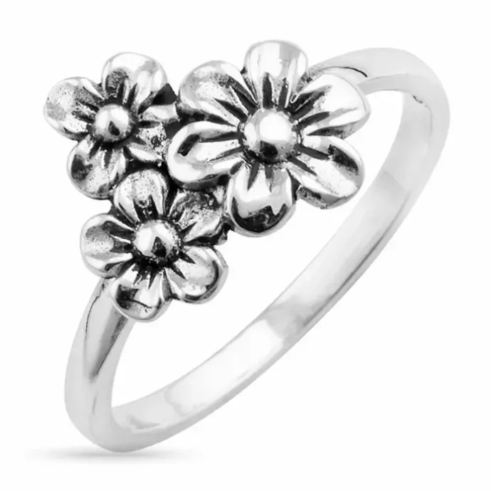Blomster ring i sølv