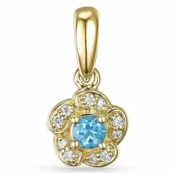 Blomster topas diamantvedhæng i 9 karat guld 0,04 ct 0,17 ct