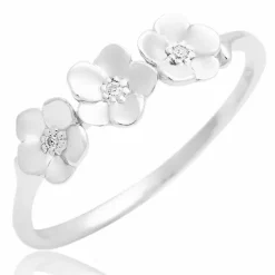 Blomster zirkon ring i sølv