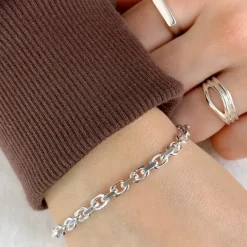 Bnh anker facet armbånd i sølv 18,5 cm x 4,0 mm