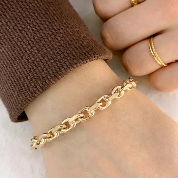 BNH Anker facet armbånd i 8 karat guld 21 cm x 6,0 mm