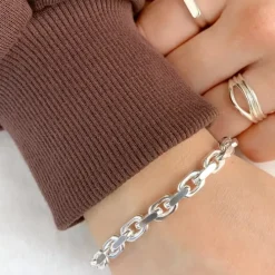 BNH Anker facet armbånd i sølv 18,5 cm x 5,6 mm