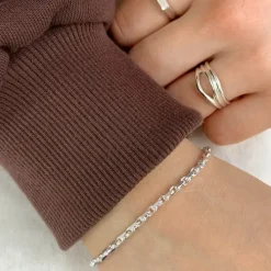 Bnh anker facet armbånd i sølv 21 cm x 2,5 mm