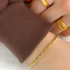 Bnh anker facet armbånd i forgyldt sølv 18,5 cm x 3,0 mm