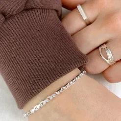 Bnh anker facet armbånd i sølv 18,5 cm x 2,9 mm