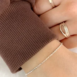 Bnh anker facet armbånd i sølv 21 cm x 1,4 mm