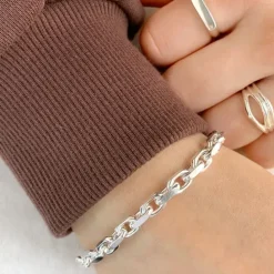 Bnh anker facet armbånd i sølv 21 cm x 5,3 mm