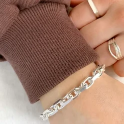 Bnh anker facet armbånd i sølv 18,5 cm x 6,5 mm
