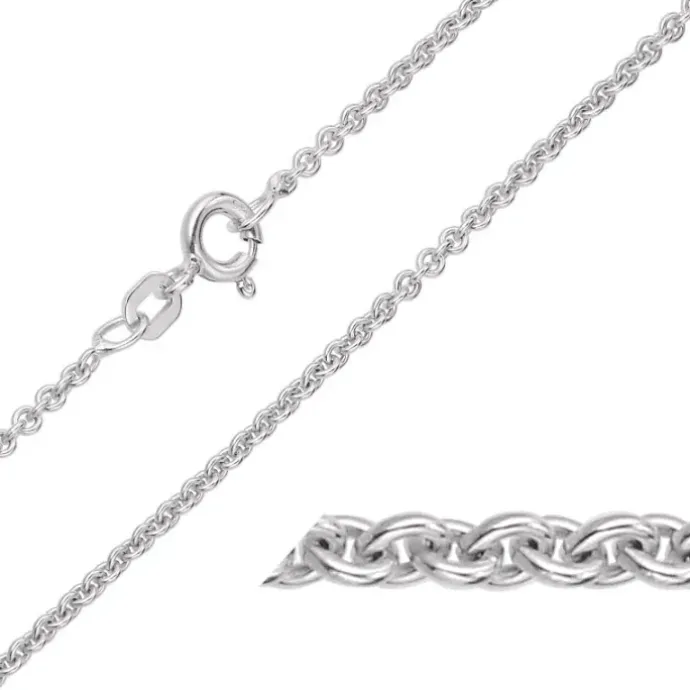 BNH anker rund halskæde i 14 karat hvidguld 38 cm x 2,0 mm
