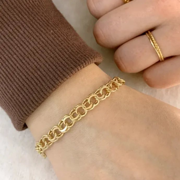 BNH bismarkarmbånd i 14 karat guld 21,0 cm x 6,1 mm