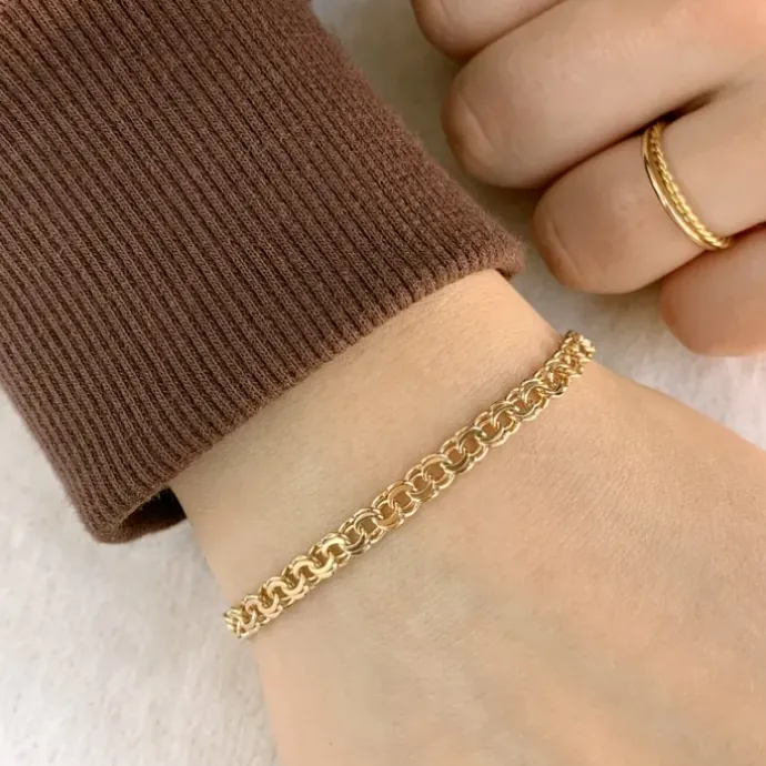 BNH bismarkarmbånd i 8 karat guld 18,5 cm x 4,5 mm