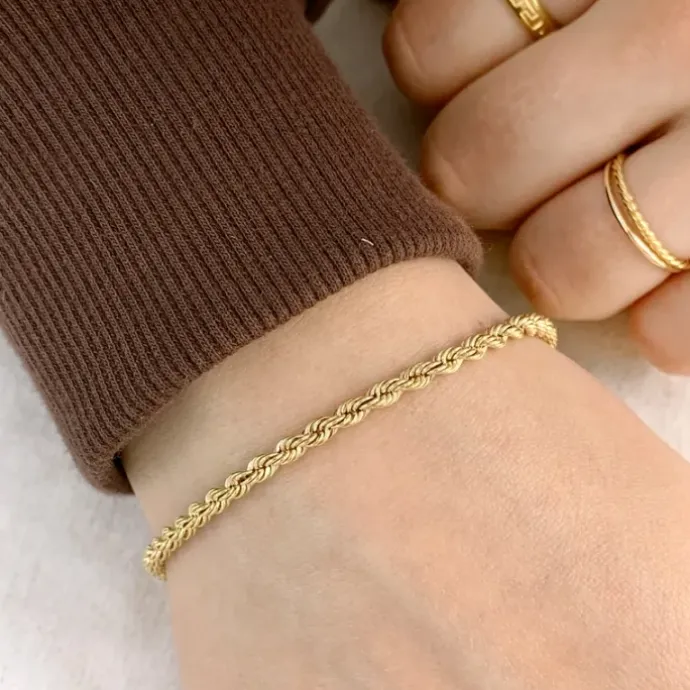 BNH cordelarmbånd i 14 karat guld 21 cm x 3,2mm