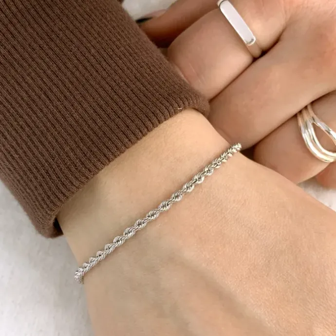 BNH cordelarmbånd i 14 karat hvidguld 21 cm x 2,7 mm
