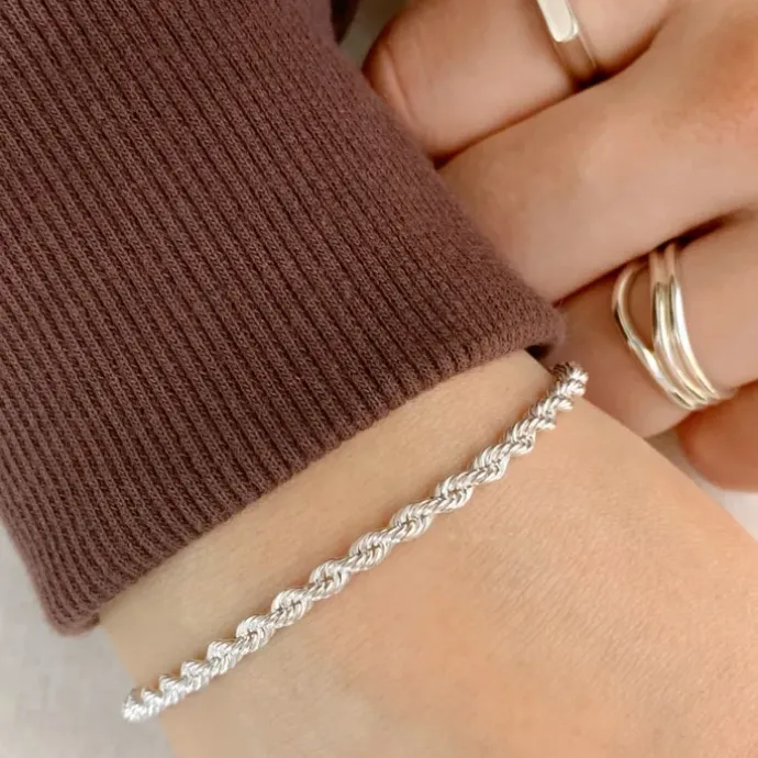 Bnh cordelarmbånd i sølv 23 cm x 3,2 mm