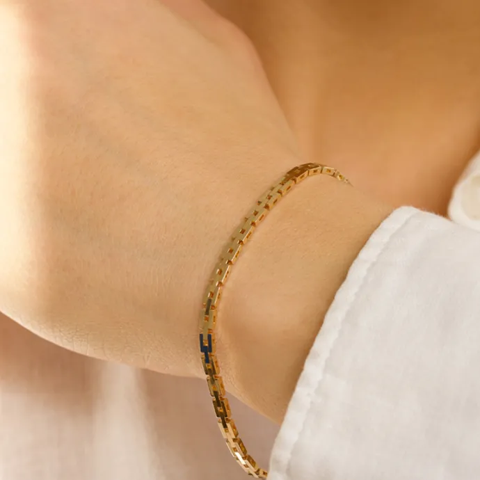 BNH murstenarmbånd i 14 karat guld 18,5 cm x 3,0 mm
