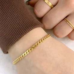 BNH panserarmbånd i 8 karat guld 21 cm x 4,0 mm
