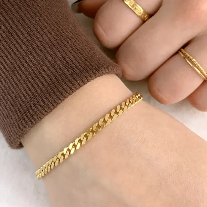 BNH panserarmbånd i 8 karat guld 18,5 cm x 4,0 mm