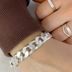 BNH panserarmbånd i sølv 23 cm x 12,6 mm